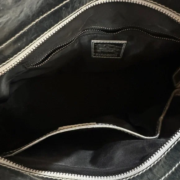 Burberry Metallic Silver and Checkered Tote Bag - Picture 8 of 11